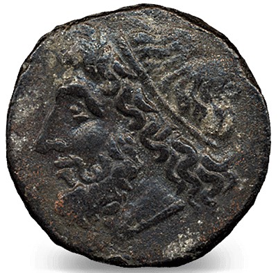Древнегреческая монета с изображением Посейдона
