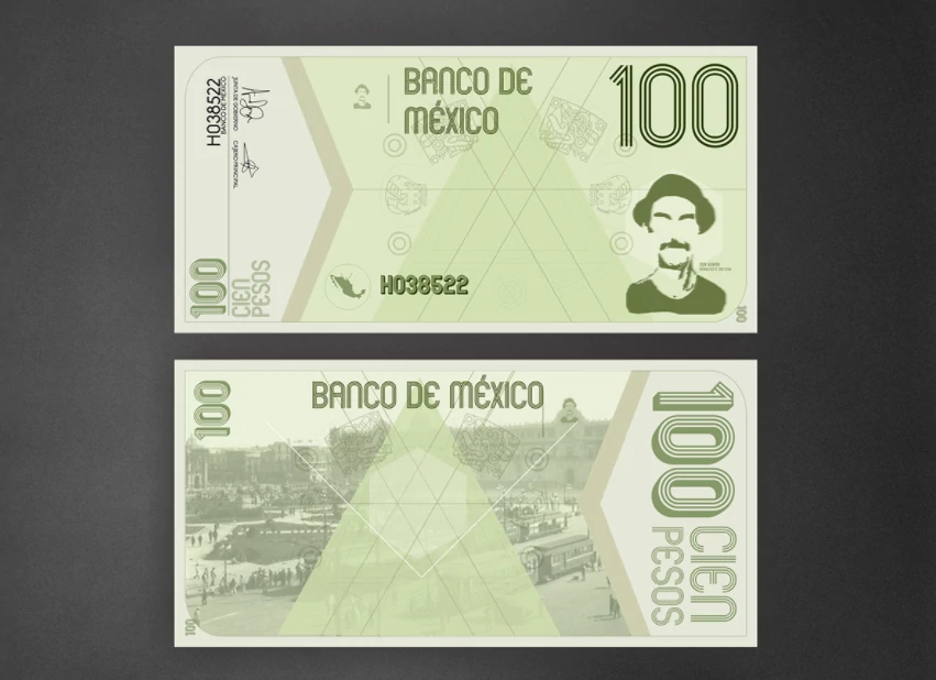 Мексиканское песо. Дизайнер: Adrian Delgado