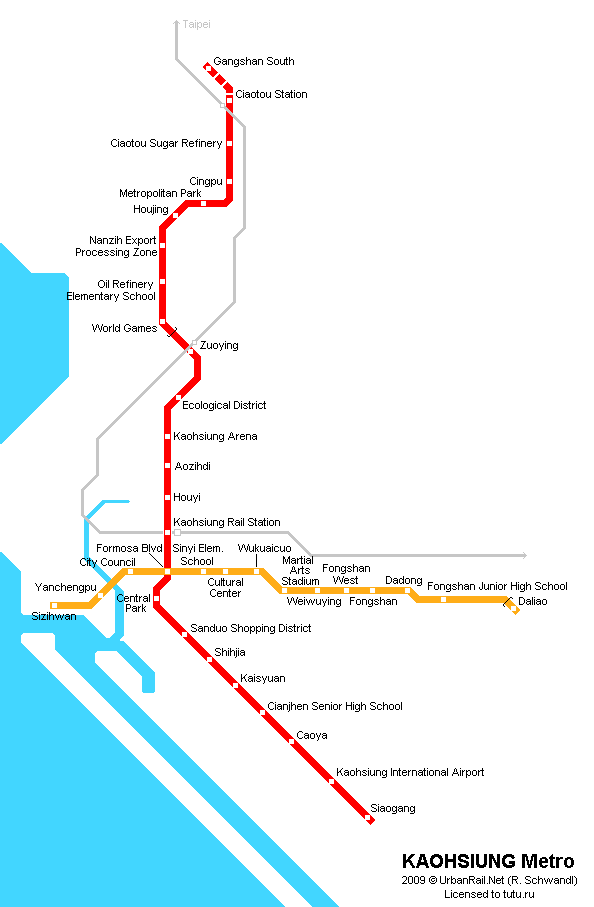 Карта метро Гаосюн