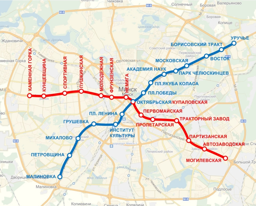 Карта метро Минска