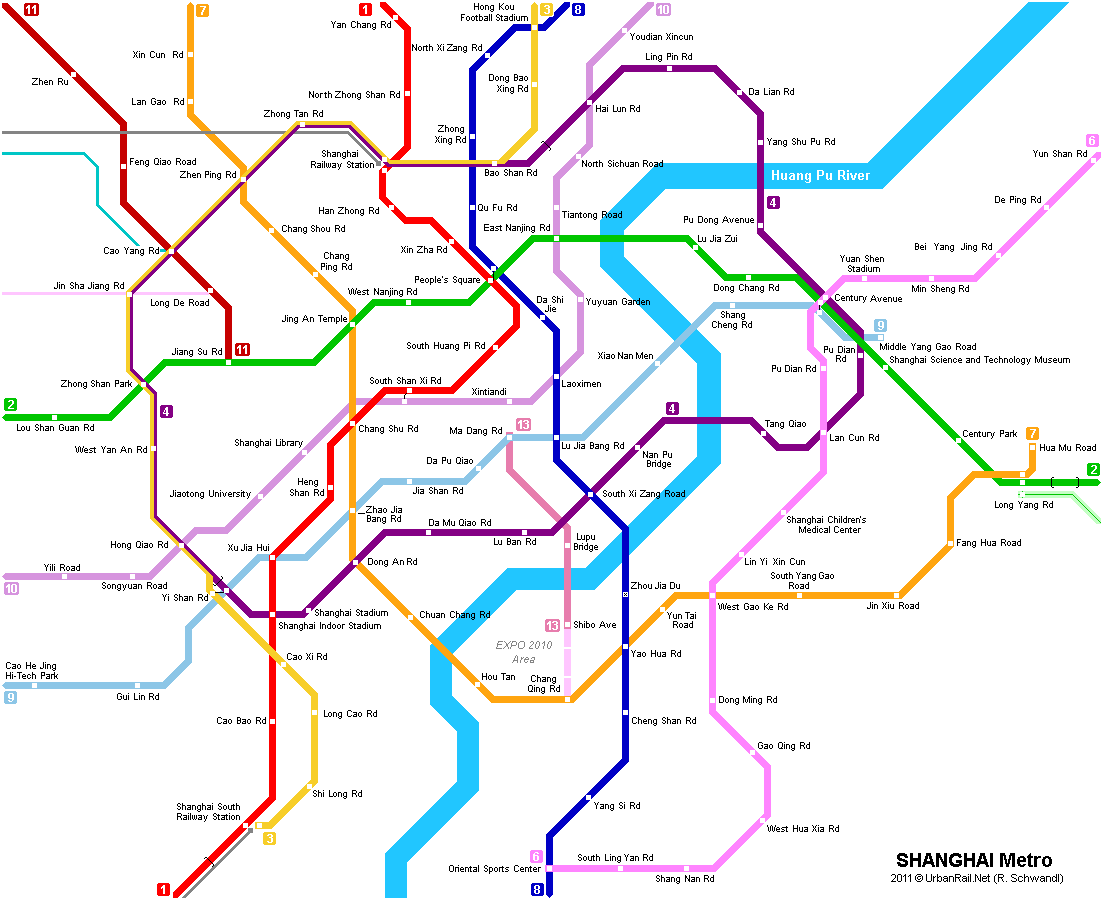 Карта метро Шанхая