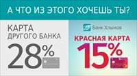 Когда меньше - лучше: красная карта банка «Хлынов» всего от 15%